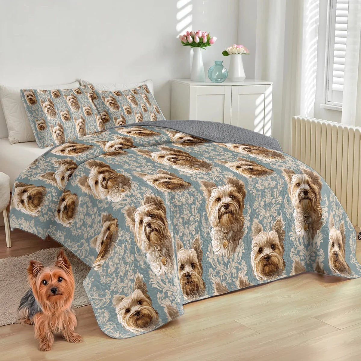 Shineful All Season Quilt 3-Piece Set Yorkie Regal Delight