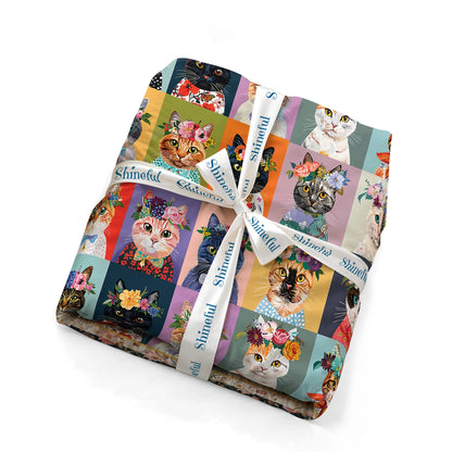 Shineful Fitted Sheet - Floral Cat Fantasy