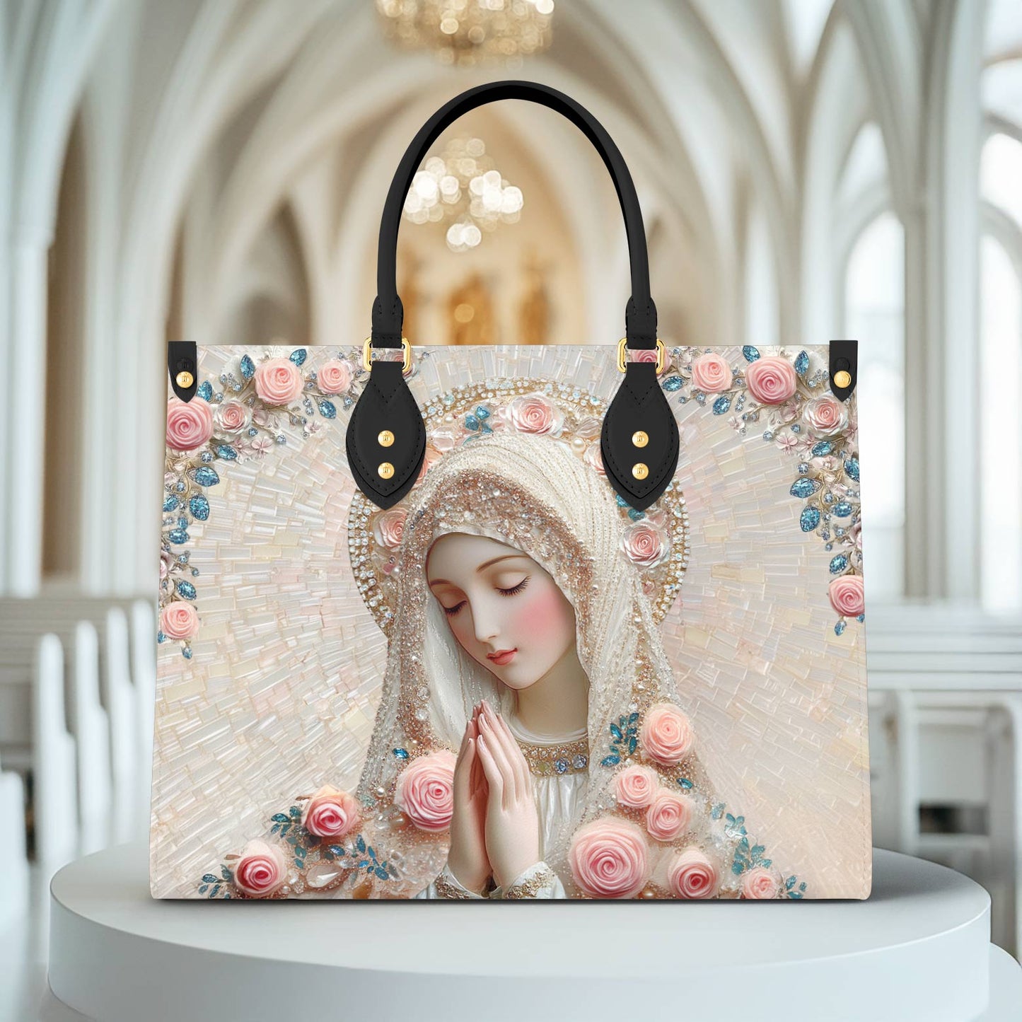 Sac en cuir brillant La fleur divine de la Sainte Mère