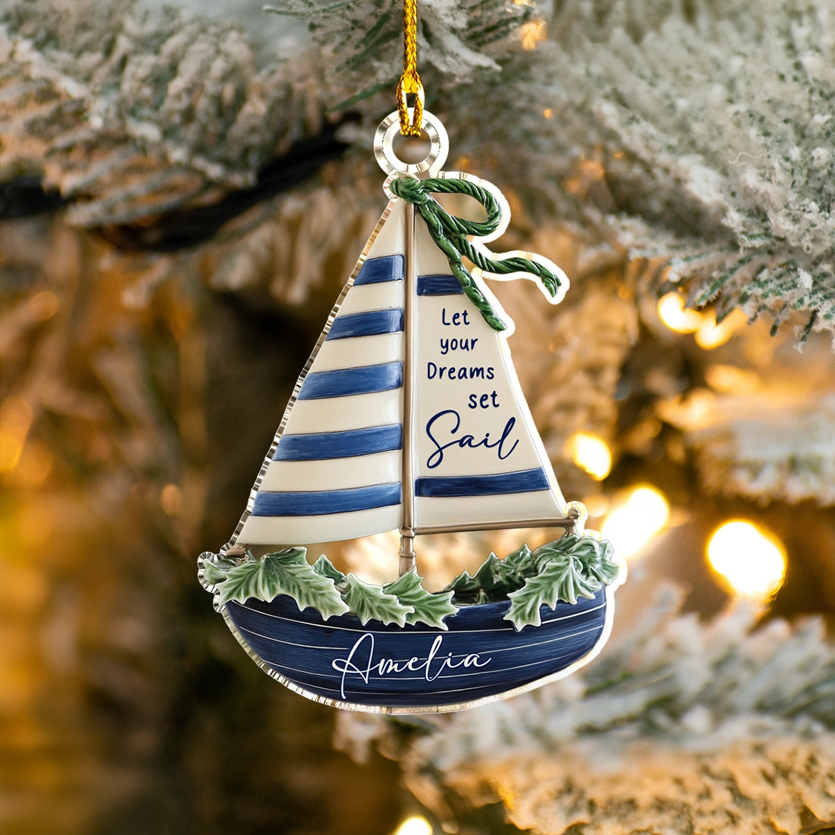 Shineful 2D Acrylic Ornament - Personalized Dreamy Sailboat