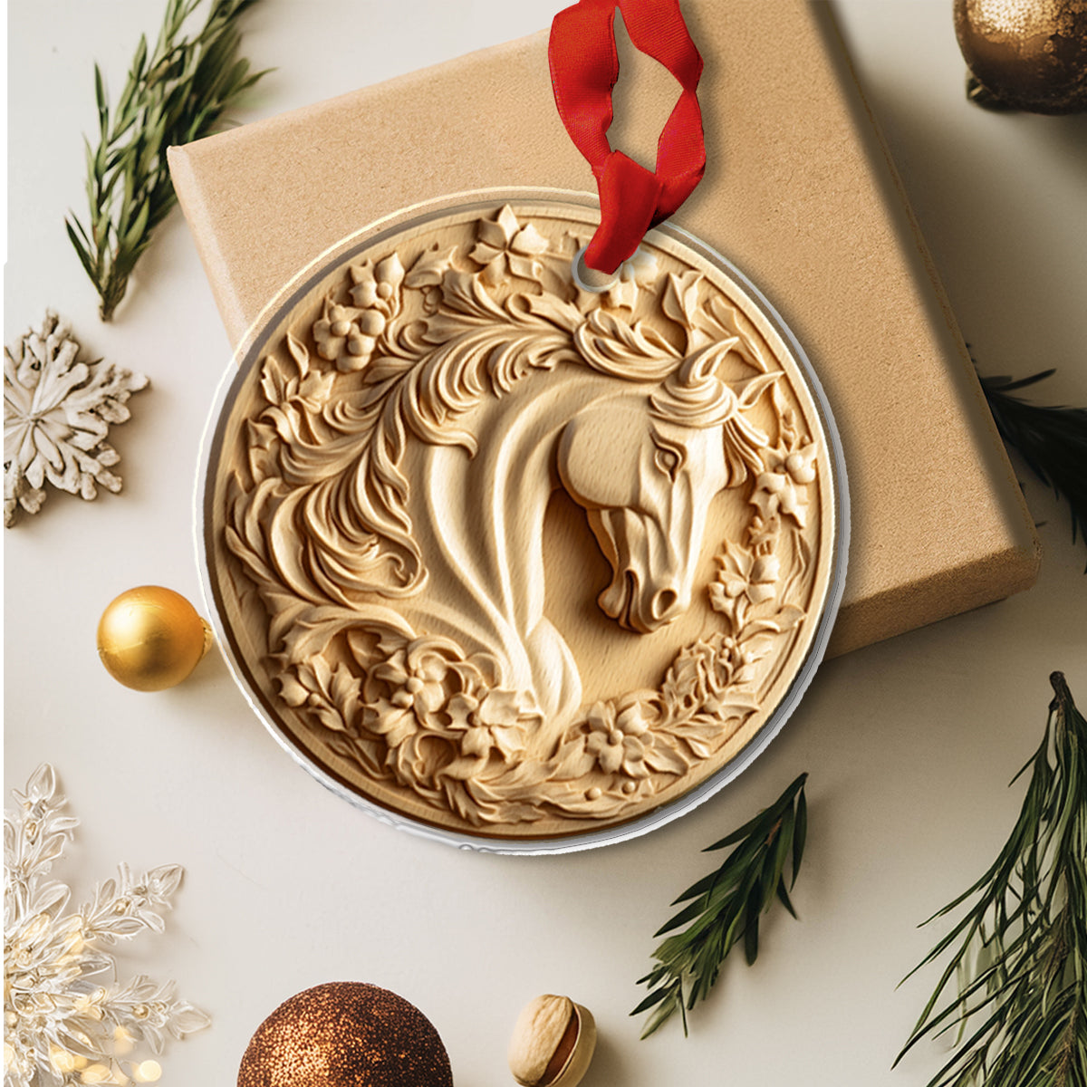 Shineful 2D Acrylic Ornament - Elegant Horse Wooden