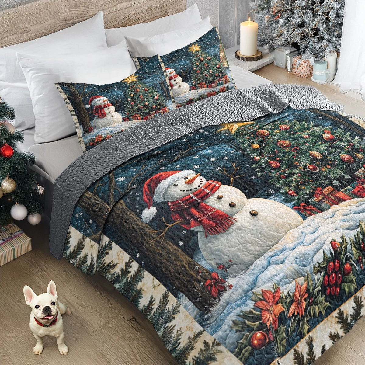 Shineful All Season Quilt 3-teiliges Set - Fröhlicher und heller Schneemann 