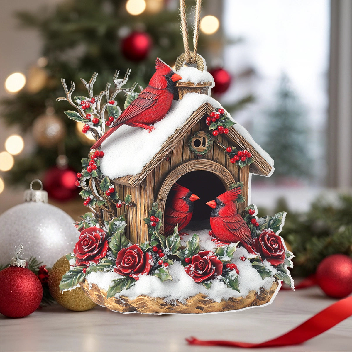 Shineful 2D Acrylic Ornament - Cardinal Cozy Haven