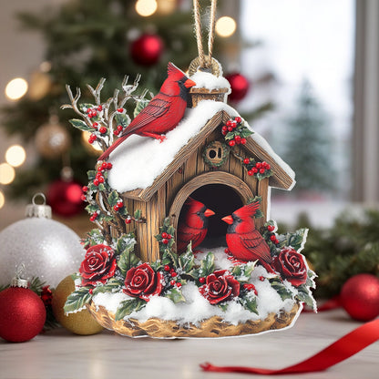 Glänzendes 2D-Acryl-Ornament - Cardinal Cozy Haven