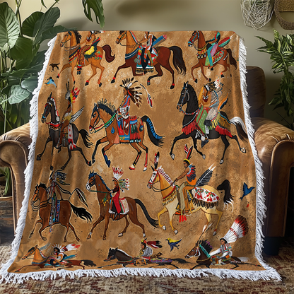 Shineful Woven Tapestry Throw Blanket - Strength Native Horses