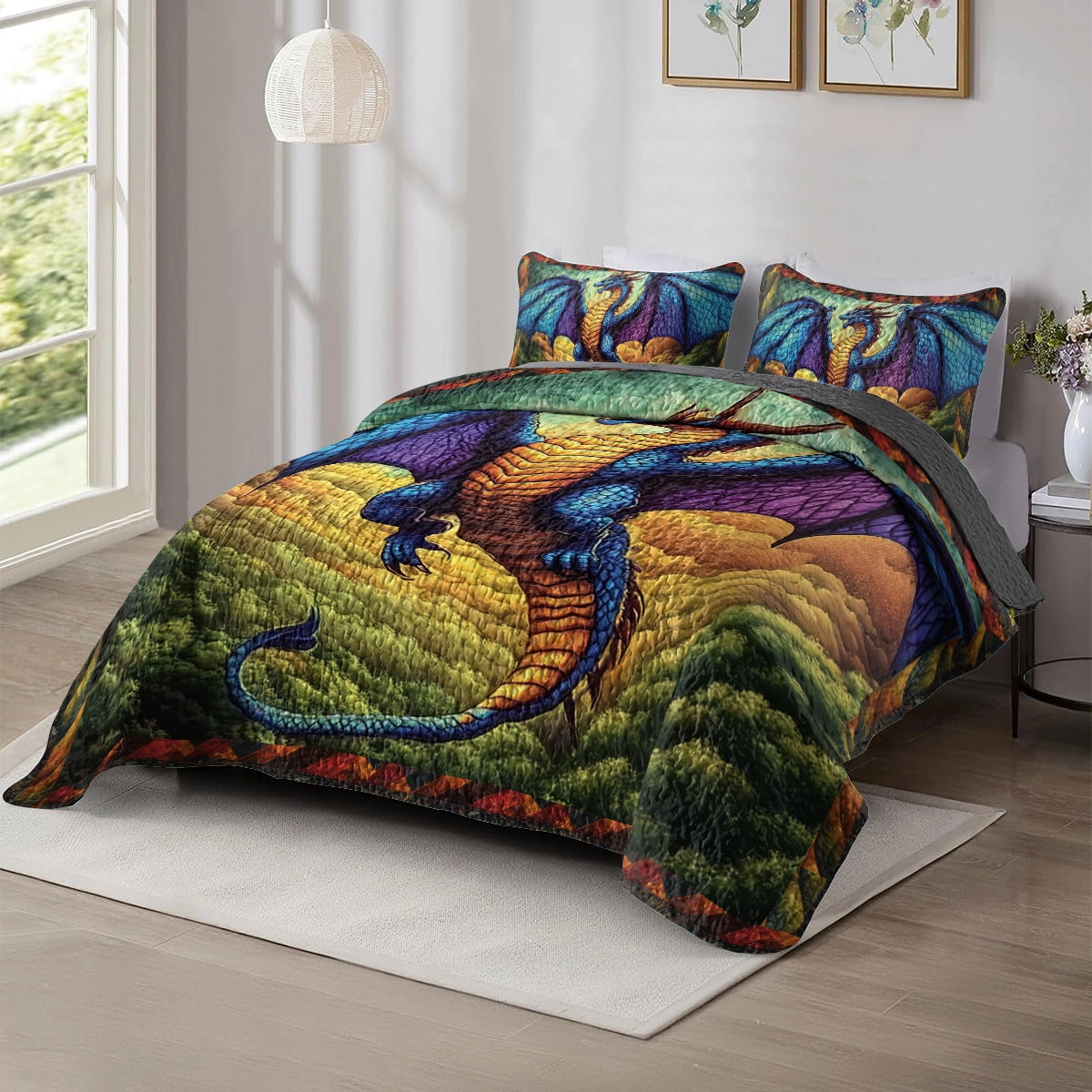 Shineful All Season Quilt 3-Piece Set - Dragon's Ascent