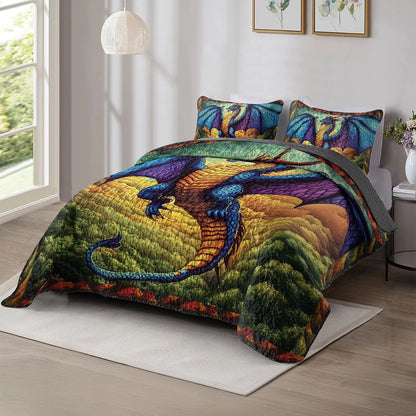 Shineful All Season Quilt 3-Piece Set - Dragon's Ascent