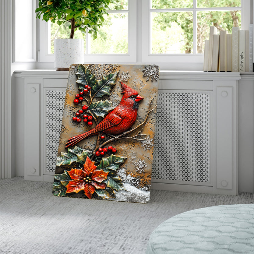 Shineful 2D Metal Sign Snowy Cardinal