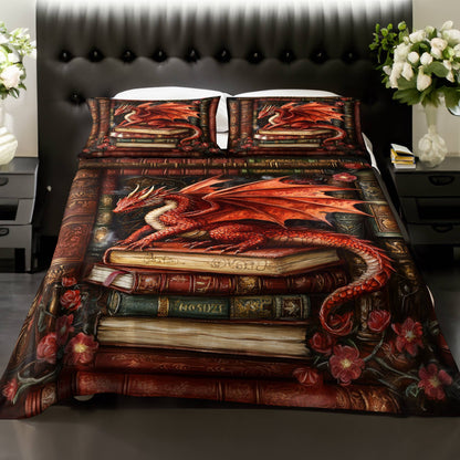 Shineful 4-Piece Bed Sheet Set Majestic Dragon Book