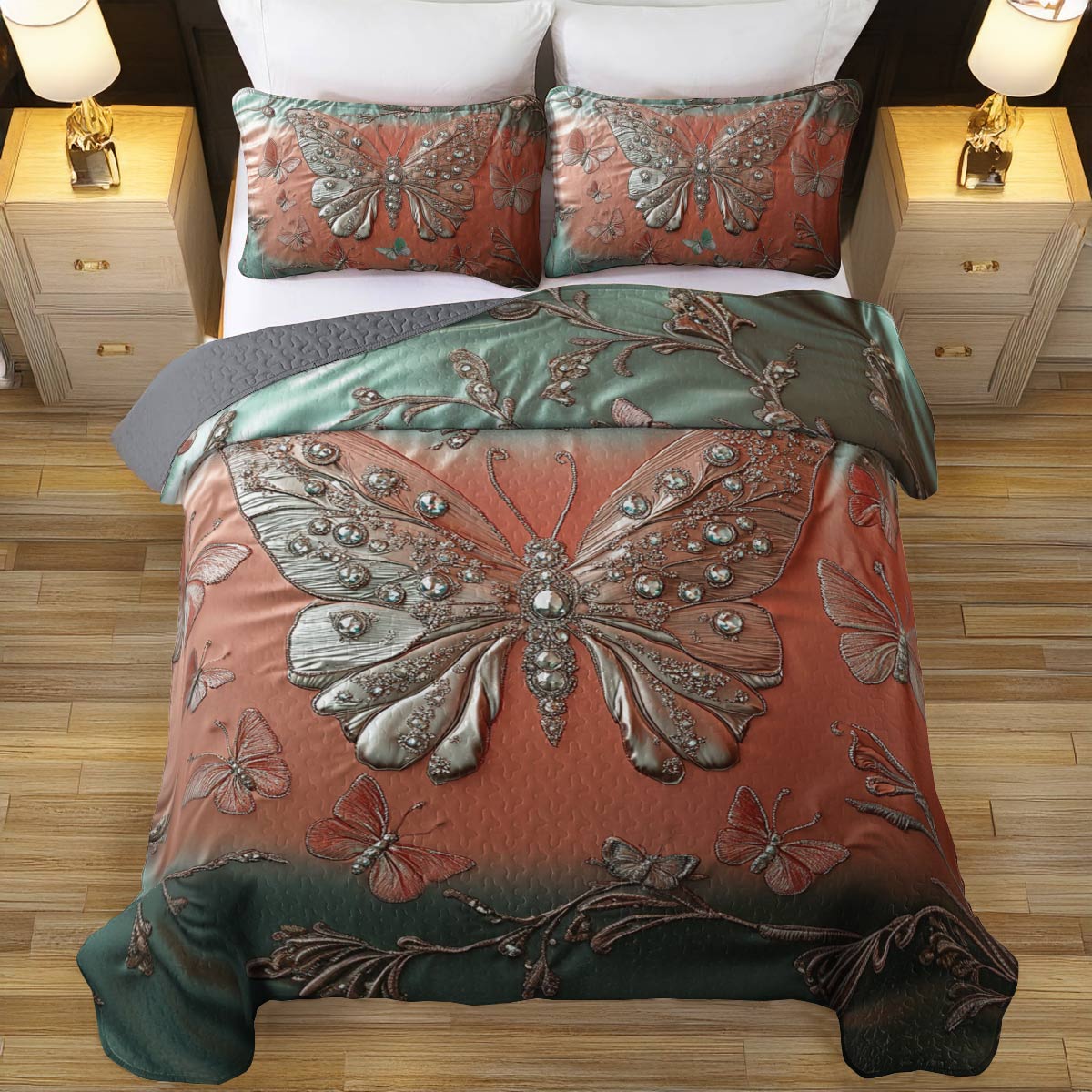 Shineful All Season Quilt 3-Piece Set Flutter Dreams