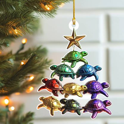 Shineful 2D Acrylic Ornament Turtle Christmas Tree