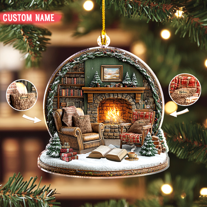 Shineful Personalized 2D Acrylic Ornament Book Lover Winter Booknook