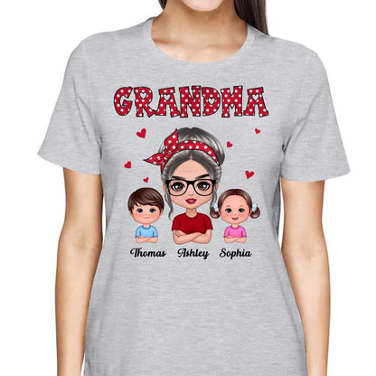 Shineful T-shirt Polka Dot Pattern Grandma And Grandkids - Personalized Unisex T-Shirt