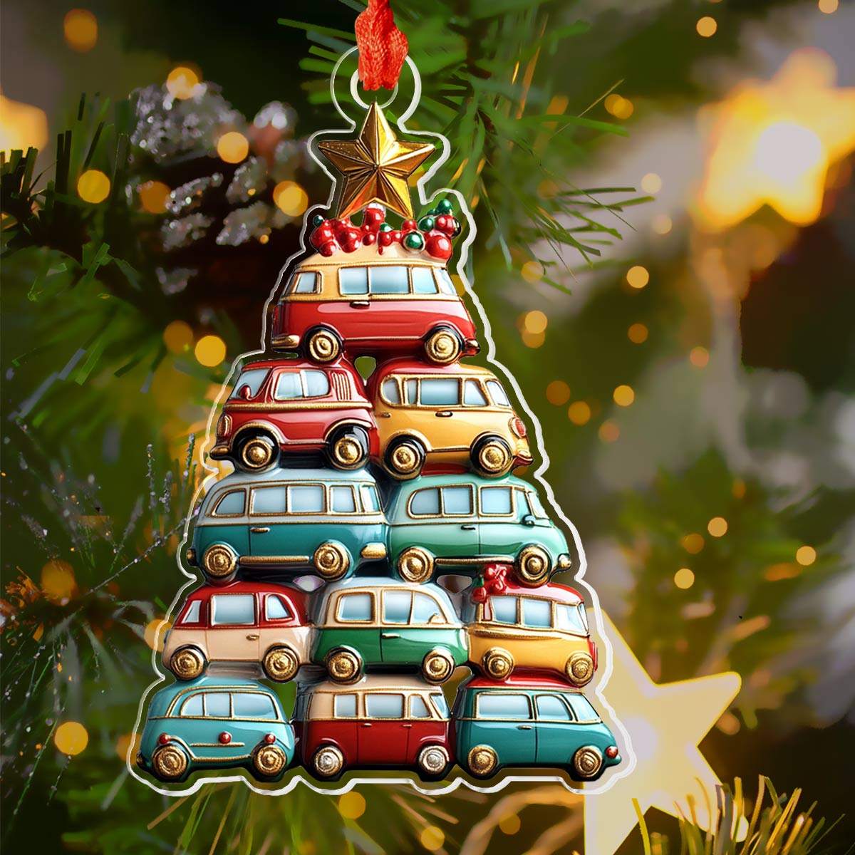 Shineful 2D Acrylic Ornament Camper Christmas Tree