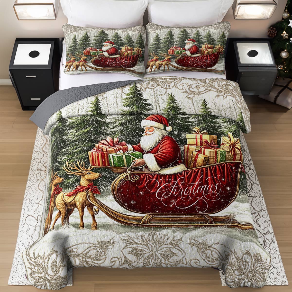 Shineful All Season Quilt 3-Piece Set Merry X-mas