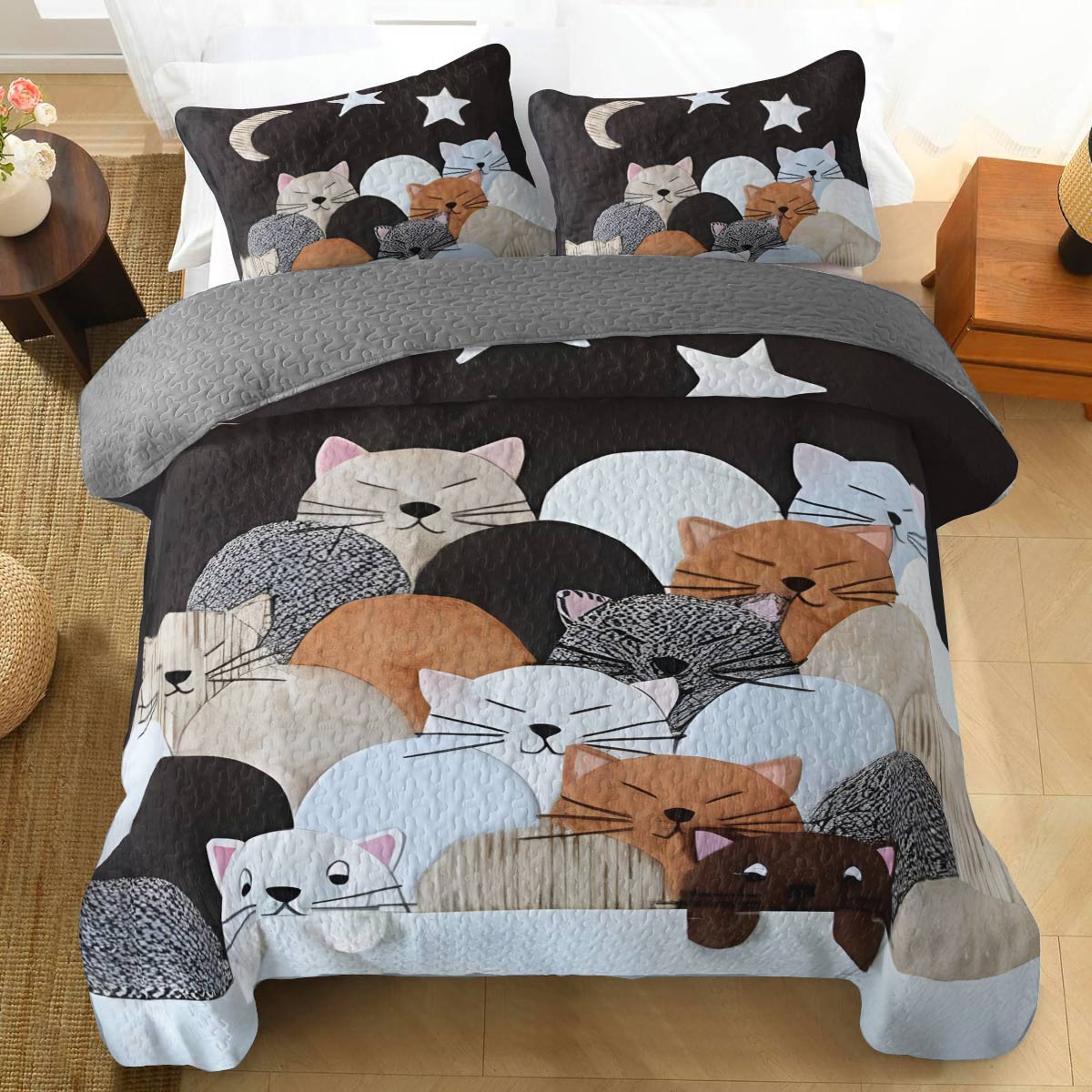 Shineful All Season Quilt 3-Piece Set Feline Dreams