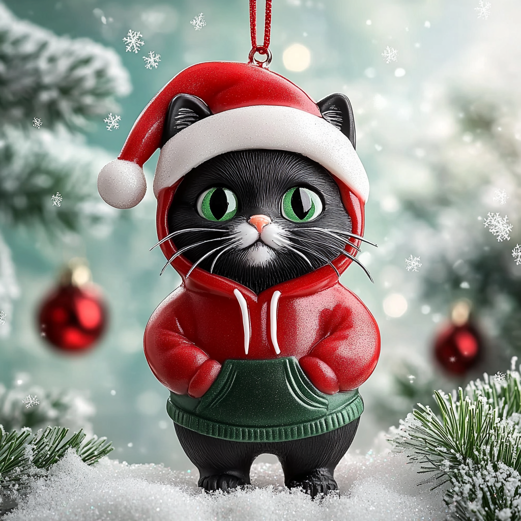 Shineful 2D Acrylic Ornament Festive Cute Cat