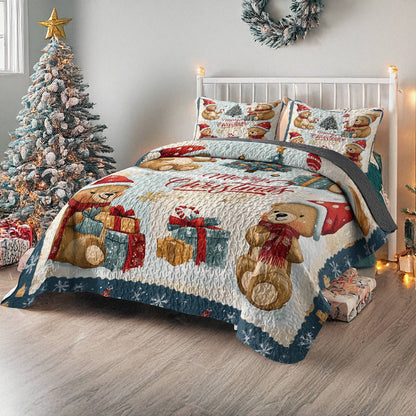 Shineful All Season Quilt 3-Piece Set - Merry Bear Christmas