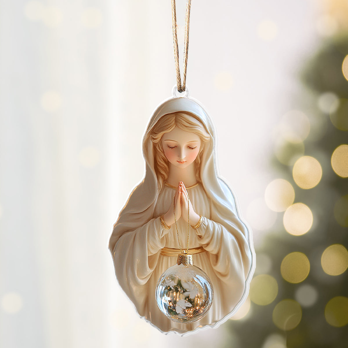 Glänzendes 2D-Ornament aus Acryl – Heilige Maria Weihnachten 