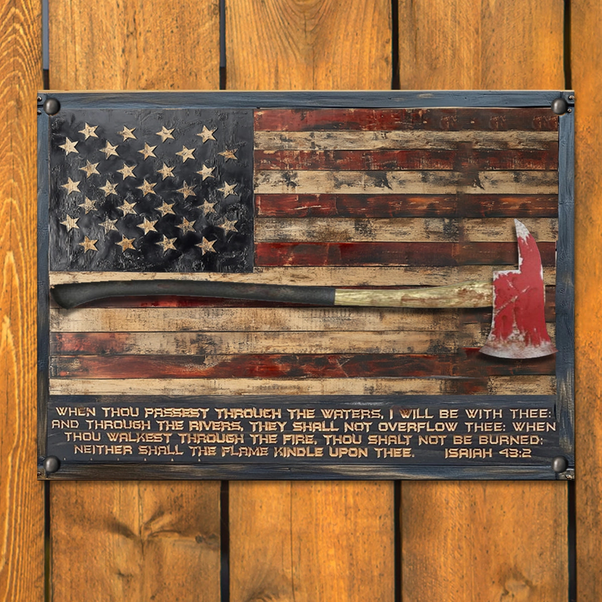 Shineful Metal Sign Firefighter's Courage Metal Flag