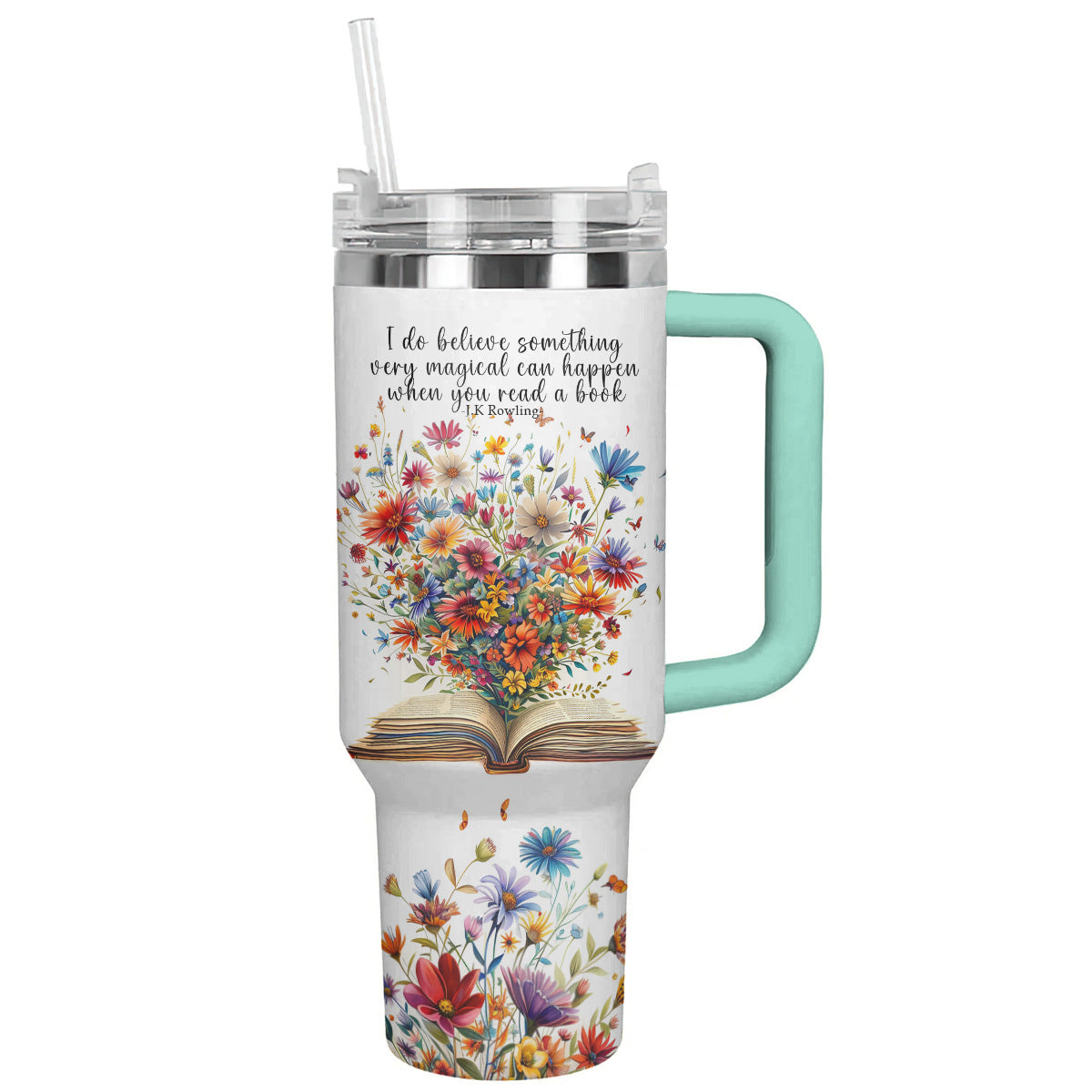 Reading 40 Oz Shineful™ Tumbler Flower Bloom Nl09 Turquoise Blue 40Oz