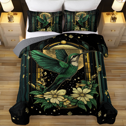 Shineful All Season Quilt 3-Piece Set Moonlit Hummingbird