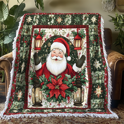 Shineful Woven Tapestry Throw Blanket Santa’s Holiday Cheer