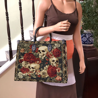 Shineful Leather Bag Crimson Skull Bloom