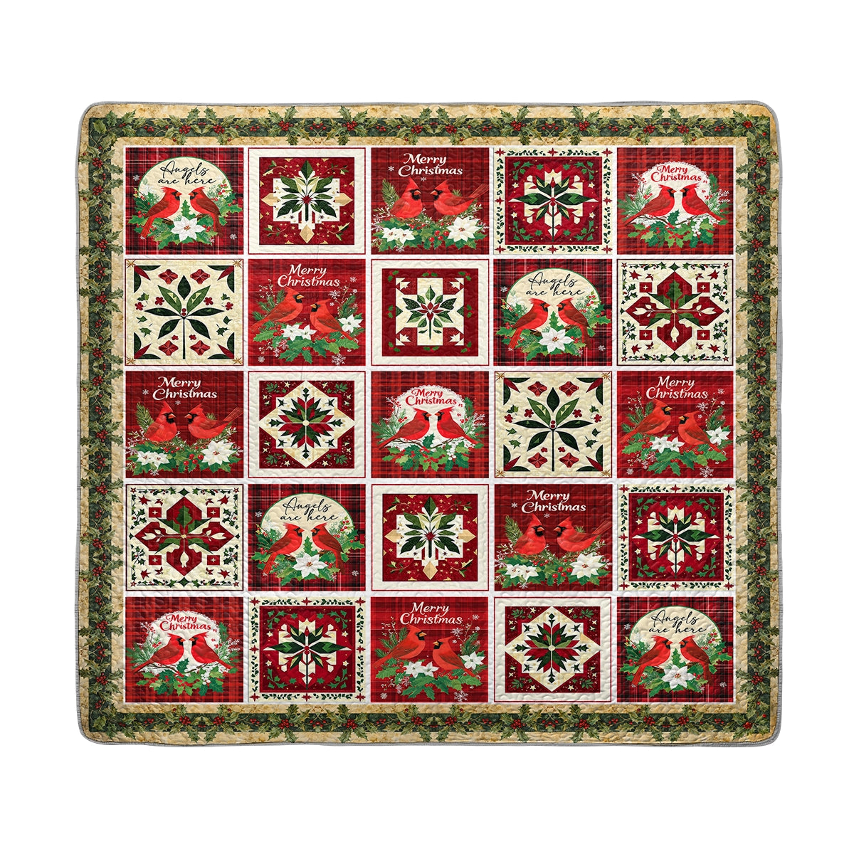 Shineful All Season Quilt 3-Piece Set - Holiday Cardinal Cheer