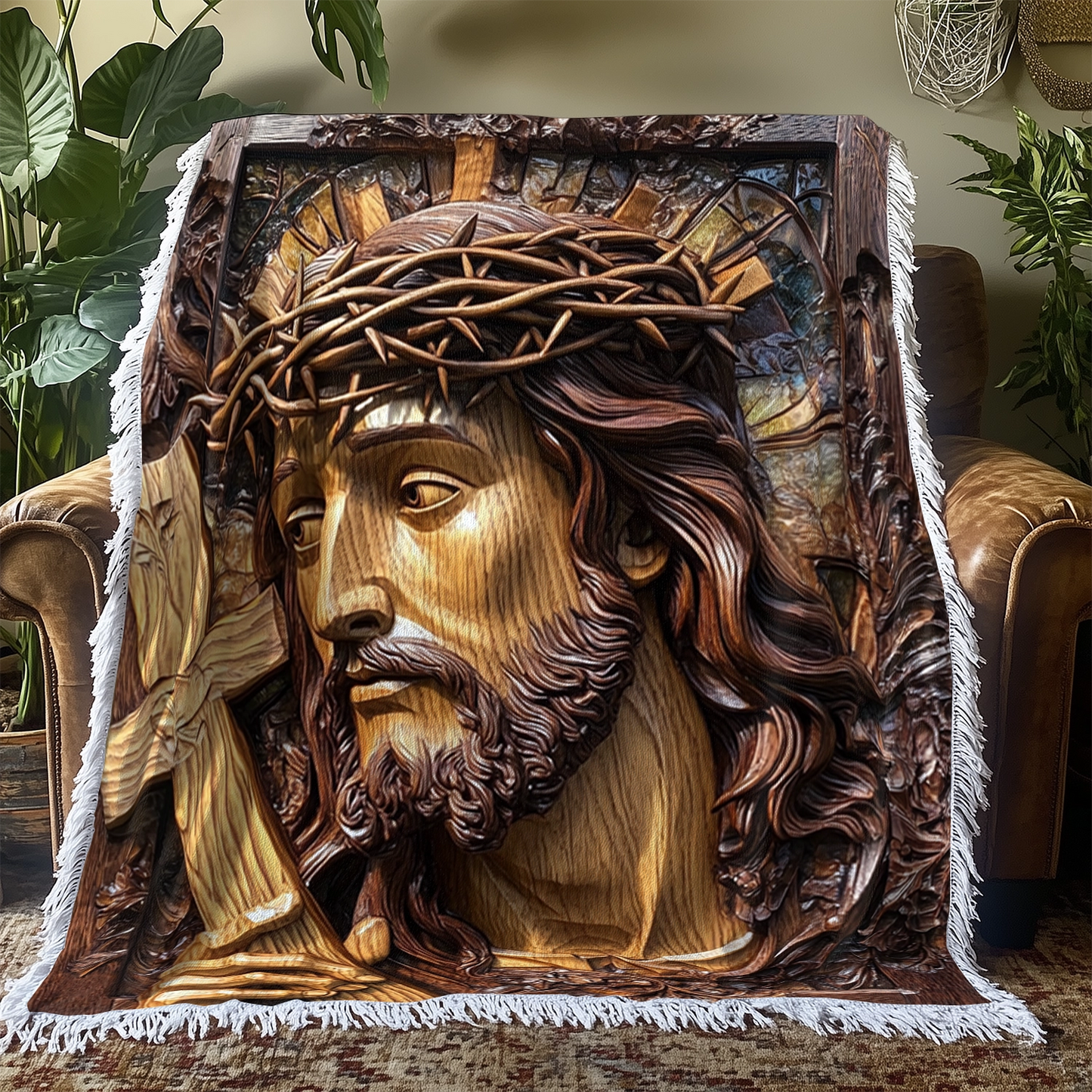 Shineful Woven Tapestry Throw Blanket Sacred Savior