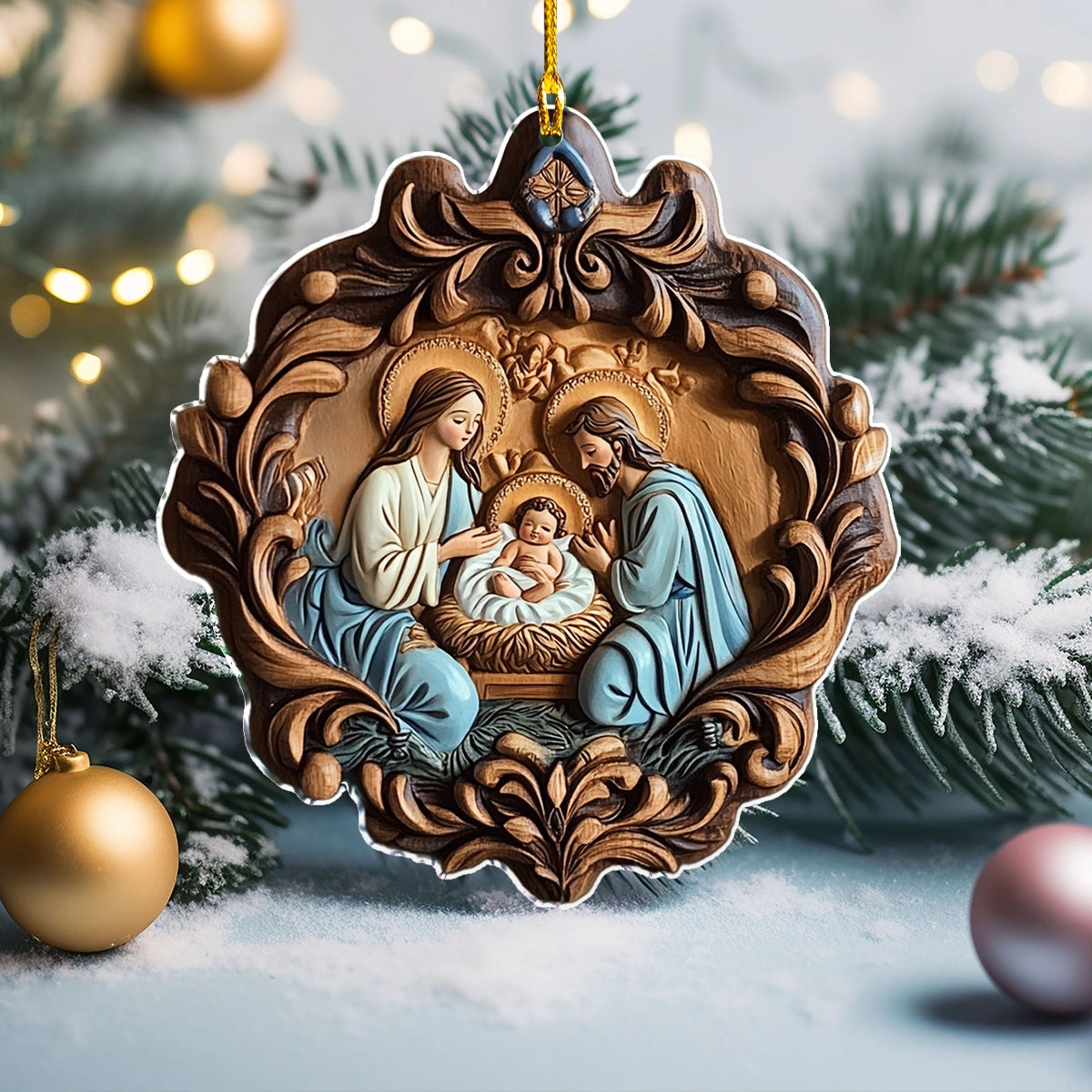 Shineful 2D Acrylic Ornament Sacred Nativity Scene