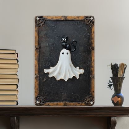 Shineful 2D Metal Sign Spooktacular Kitty Ghost