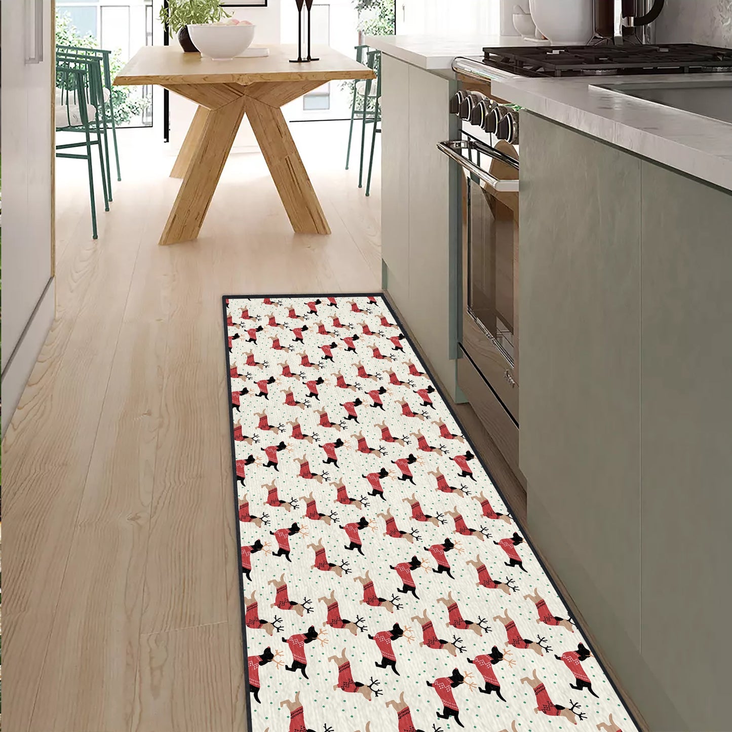 Shineful Ultra-Thin Non Skid Floor Mat, Kitchen Rugs Merry Christmas Dachshunds