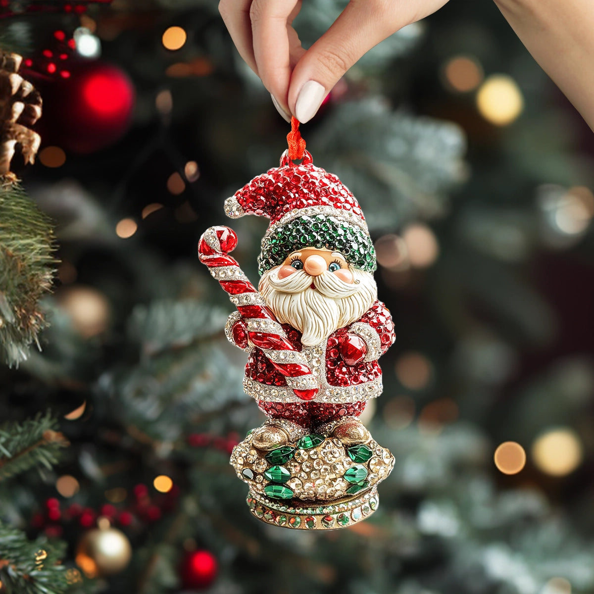 Shineful 2D Acrylic Ornament Sparkling Santa Charm