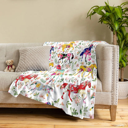 Shineful Fleece Blanket Floral Horse