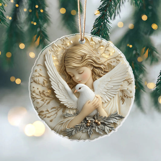 Shineful 2D Acrylic Ornament - Angel of Peace with Dove