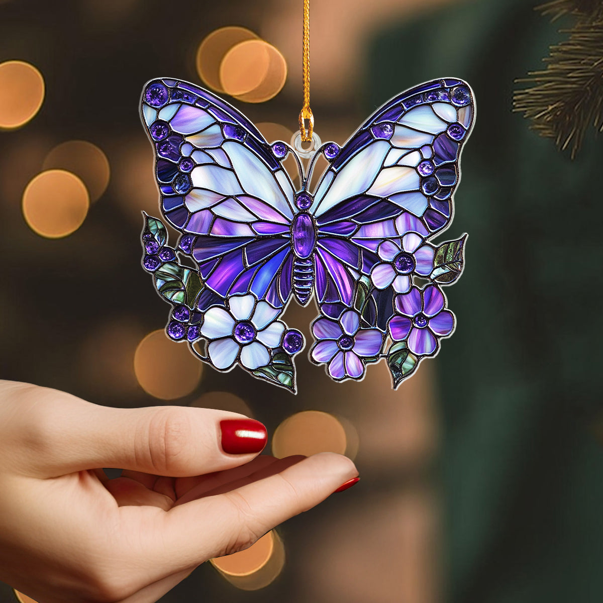 Shineful 2D Acrylic Ornament Shimmering Purple Butterfly