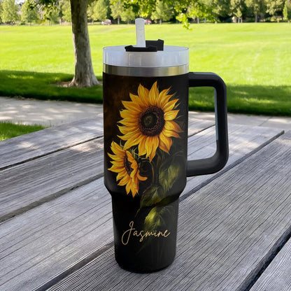 Shineful Tumbler Personalized Elegant Sunflower