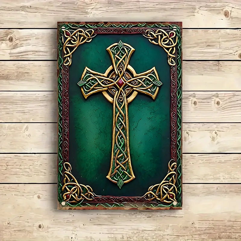 Shineful 2D Metal Sign Emerald Heritage Cross