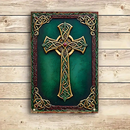 Shineful 2D Metal Sign Emerald Heritage Cross