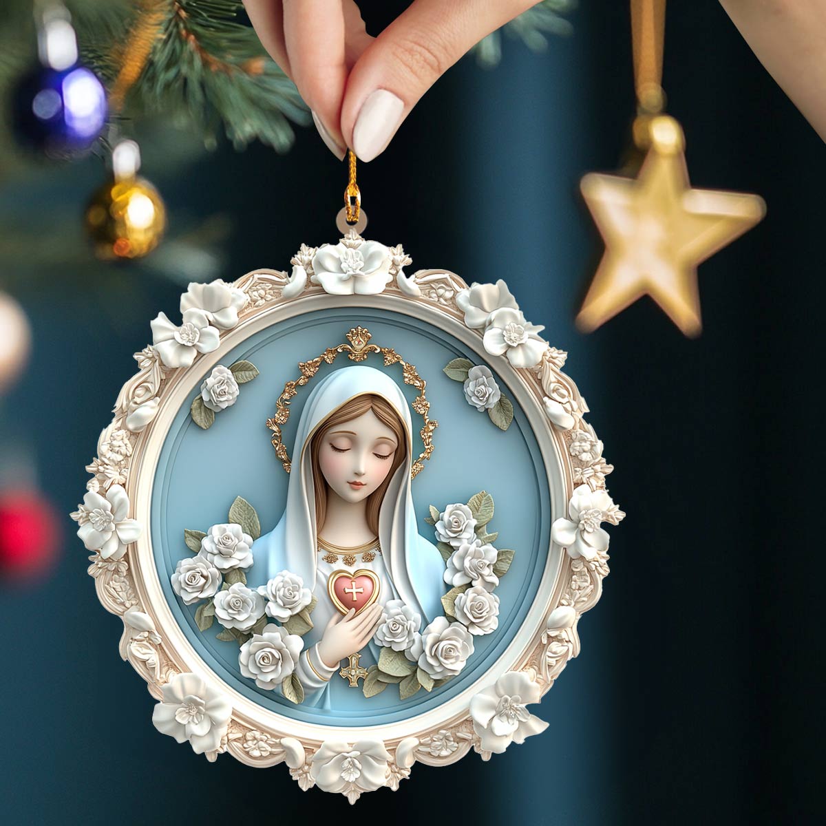 Shineful 2D Acrylic Ornament Blessed Virgin Mary Christmas