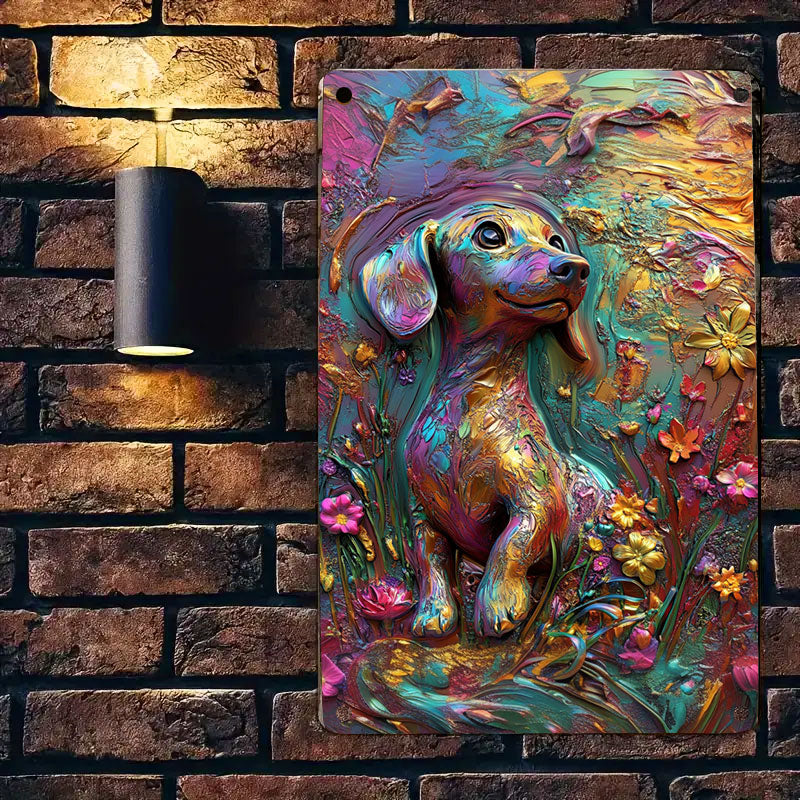 Shineful 2D Flat Print Metal Sign Colorful Dachshund