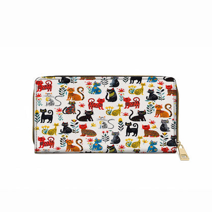 Glänzende Leder Clutch mit Trageriemen, süße skurrile Katze