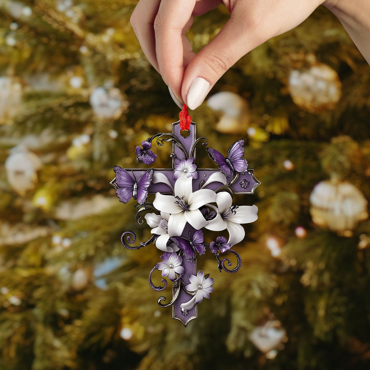 Shineful 2D Acrylic Ornament - Lily & Butterfly Cross Collection