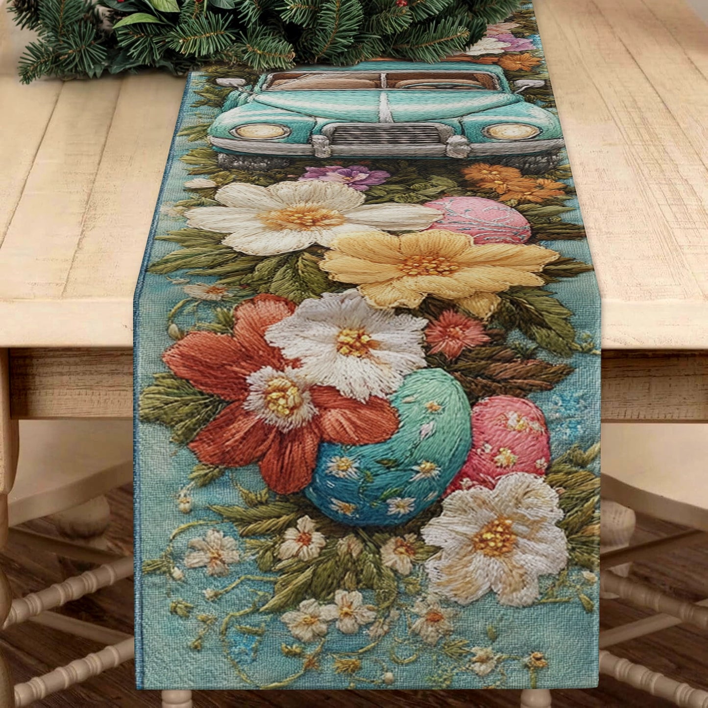 Shineful 2D Flat Print Quilted Table Runner - Easter Joy