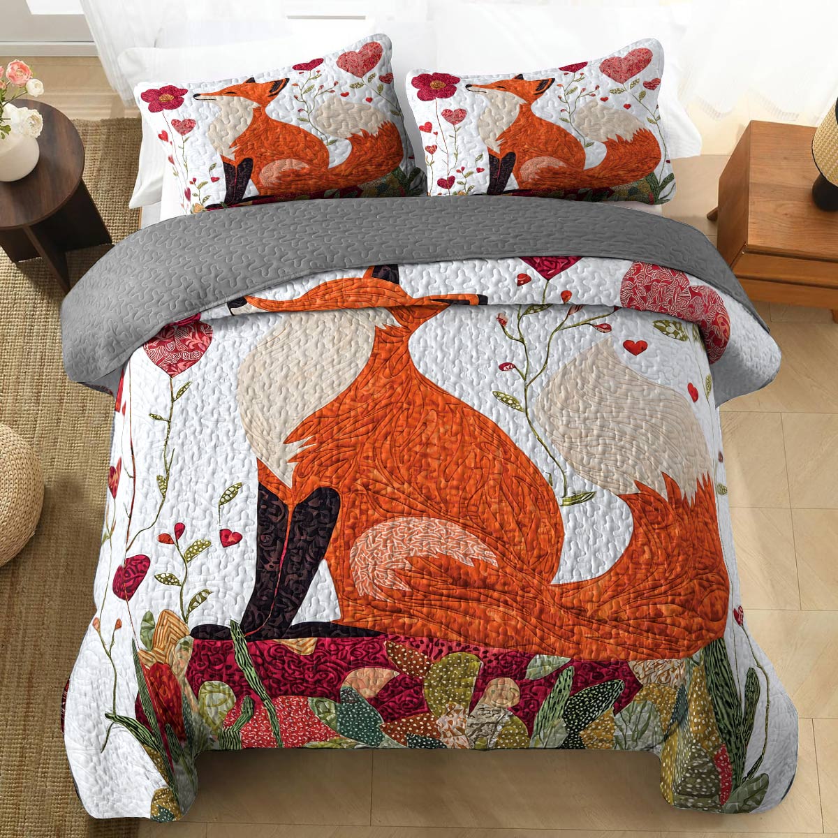 Shineful All Season Quilt 3-Piece Set - Whimsical Fox Love