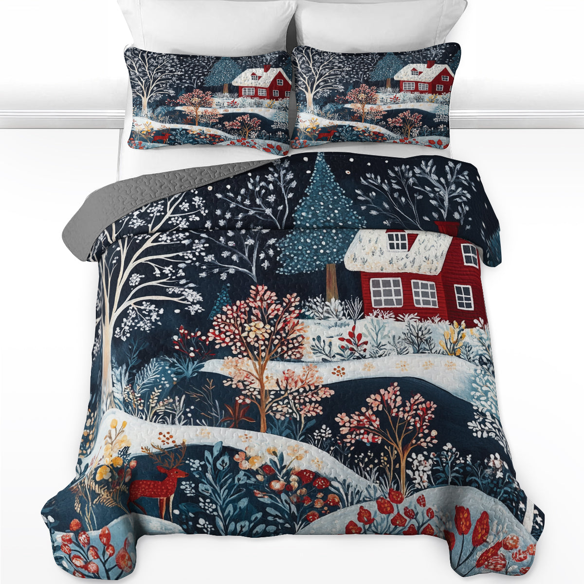 Shineful All Season Quilt 3-Piece Set - Winter Wonderland Forest