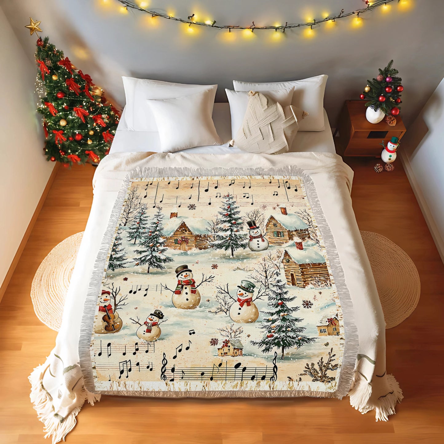 Shineful Woven Tapestry Throw Blanket - Snow Melody