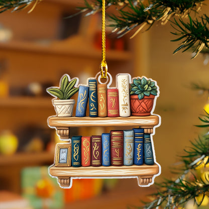 Glänzendes 2D-Acryl-Ornament – ​​Gemütliches Bücherregal