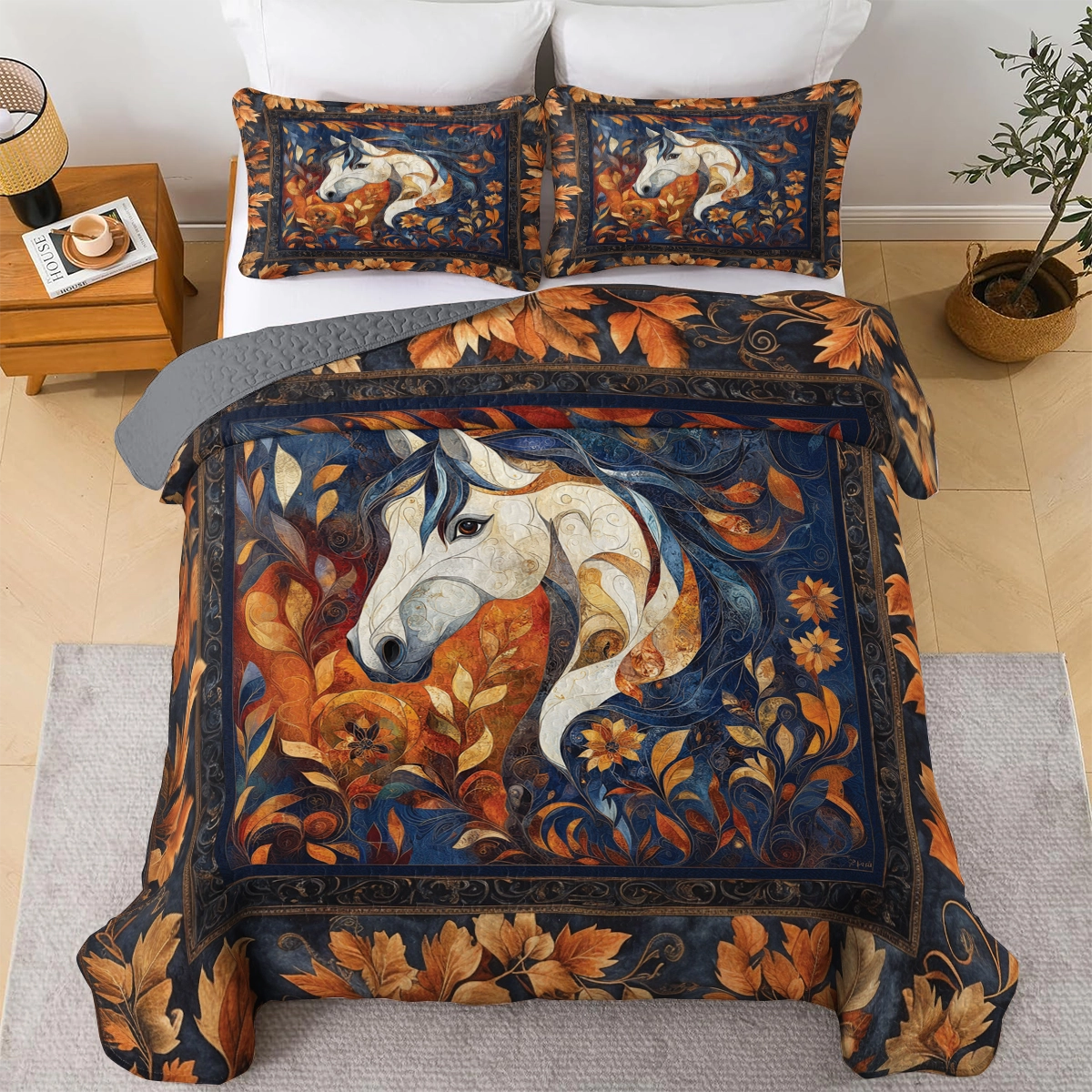 Shineful All Season Quilt 3-Piece Set - Majestic Horse Dreamscape